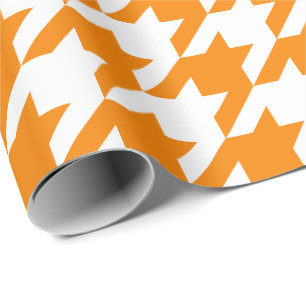 Large Orange and White Houndstooth Wrapping Paper
