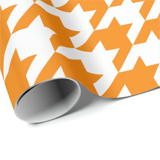 orange and white houndstooth wrapping paper