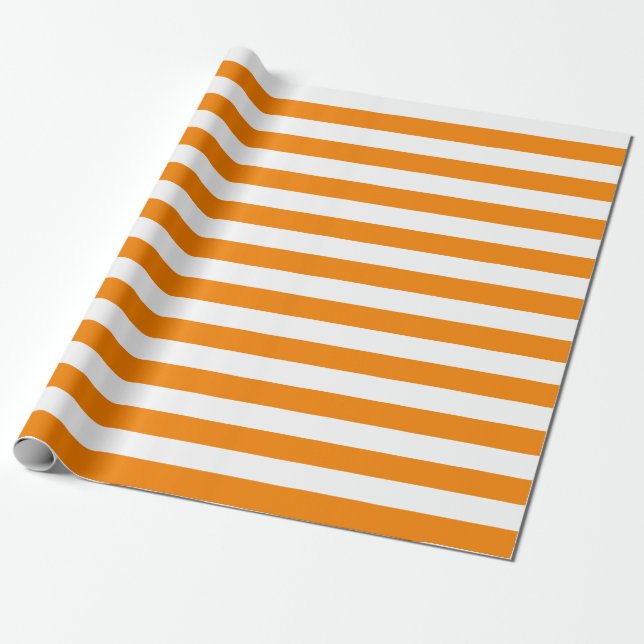 Large Orange and White Stripes Wrapping Paper (Unrolled)