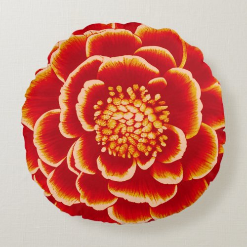 Large Orange Dahlia Flower   Round Pillow