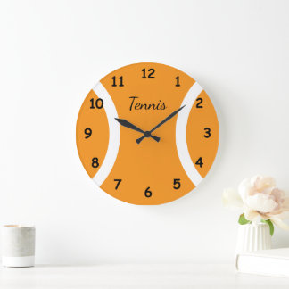 Large orange round tennis ball sports wall clock