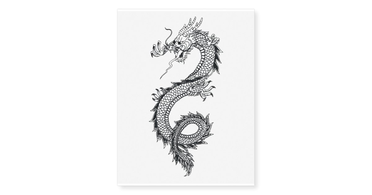 Large Ornate Lucky Chinese Dragon Temporary Tattoos ...