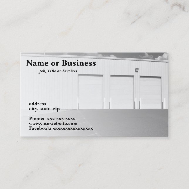 large outdoor utility garage business card (Front)