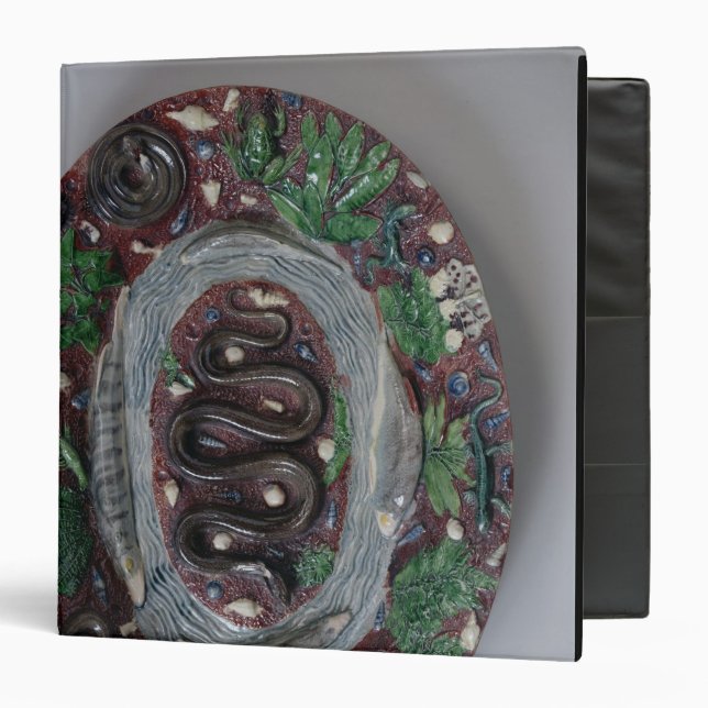 Large oval dish moulded in relief 3 ring binder (Front/Inside)