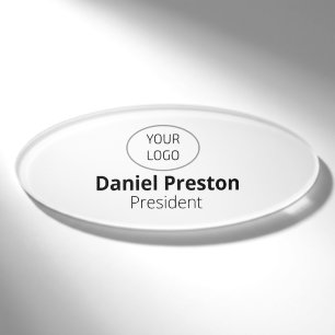 Large Oval Magnetic Name Tag or Pin Custom Logo