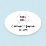 Large Oval Magnetic Name Tag or Pin Custom Logo<br><div class="desc">Personalize our professional large oval name tag with your company logo, employee name, job title, or other custom text. It's available with a magnetic back fastener (do not use with pacemakers) or with a safety pin back. You can customize the background color. Available in other colors and shapes. The large...</div>