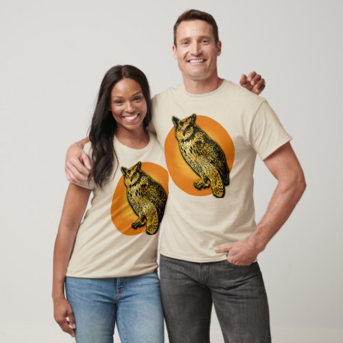 Large Owl with Orange Moon Tshirts Mugs T_Shirt
