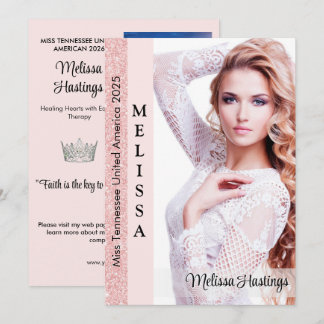 Large Pageant Autograph Card | Rose Gold Blush