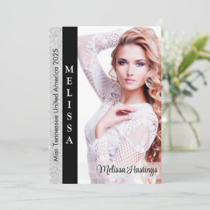 Large Pageant Autograph Card   Silver Glitz Border