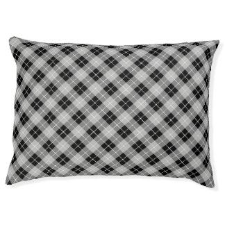 Large Pampered Puppy Bed Luxury Grey Check Plaid
