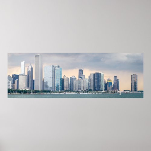 Large Panoramic Chicago Skyline Pictures Poster