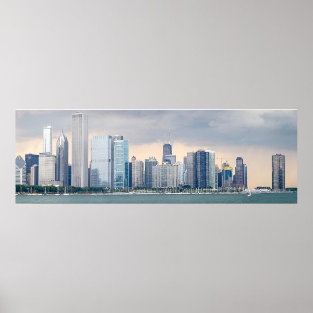 Large Panoramic Chicago Skyline Pictures Poster (Front)