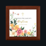 Large Pastel Flowers Orthodox Baptism Keepsake Gift Box<br><div class="desc">Bright,  large yellow orange and pink flowers edge this baptism keepsake box.  Customize this baptism gift with all of your personal details and preferences.</div>