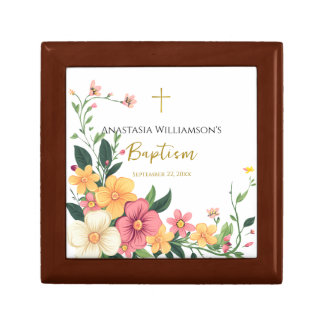 Large Pastel Flowers Orthodox Baptism Keepsake Gift Box