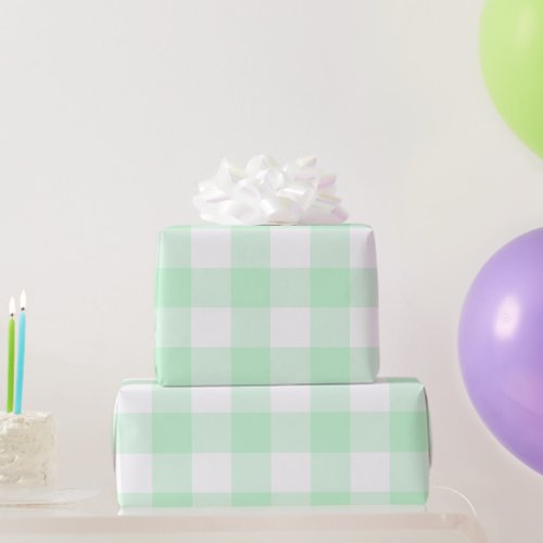 Large Pastel Mint Green and White Gingham Wrapping Paper