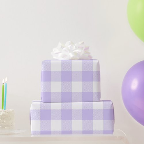Large Pastel Purple and White Gingham Wrapping Paper