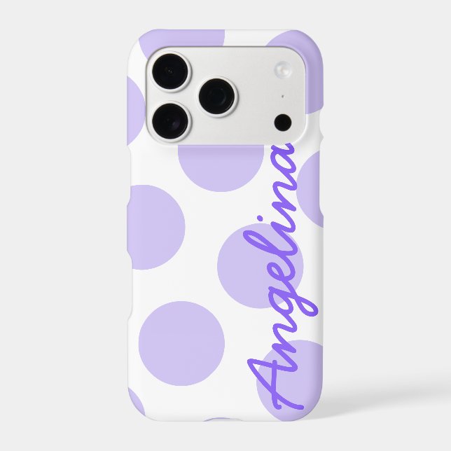 Large Pastel Purple Polka Dot Pattern Personalized Iphone Case (Back)