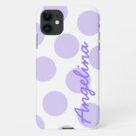 Large Pastel Purple Polka Dot Pattern Personalized Iphone 11 Case at Zazzle