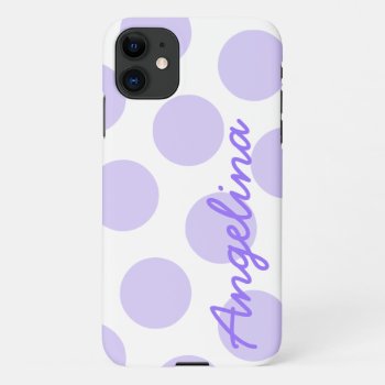 Large Pastel Purple Polka Dot Pattern Personalized Iphone 11 Case by cliffviewcases at Zazzle