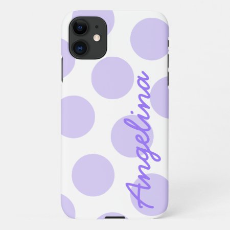 Large Pastel Purple Polka Dot Pattern Personalized Iphone 11 Case