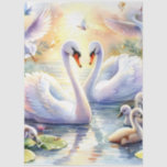 Large Pastel Watercolor Scenic Swans  Decoupage Tissue Paper