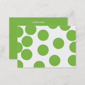 Large Pea Green Dots on White. Business Card (Front/Back)