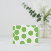 Large Pea Green Dots on White. Business Card (Standing Front)