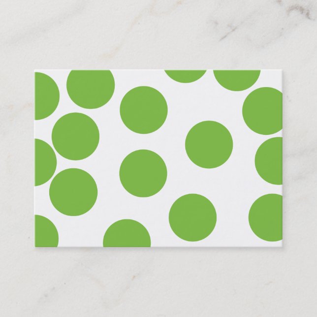 Large Pea Green Dots on White. Business Card (Front)