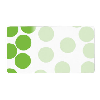 Large Pea Green Dots on White. Label
