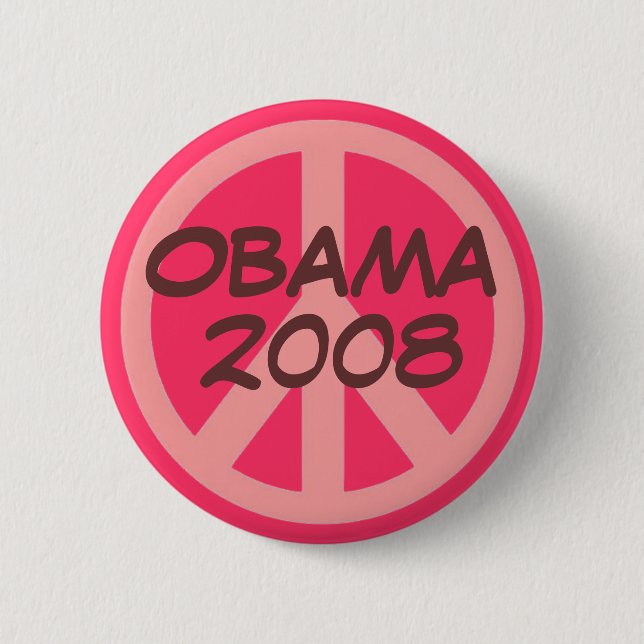 Large Peace Button, OBAMA, 2008 Pinback Button (Front)