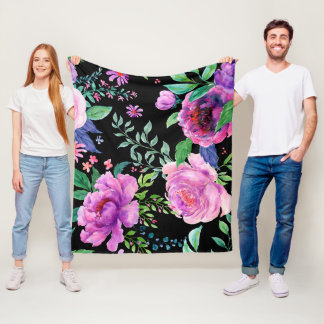 Large Peony Fleece Blanket