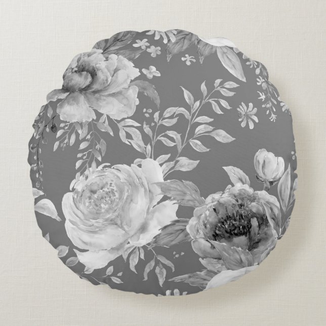 Large Peony  Round Pillow (Front)