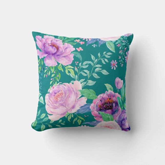 Large Peony  Throw Pillow (Front)