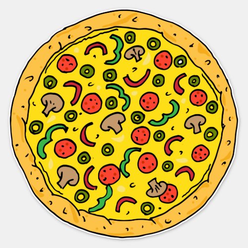 Large Pepperoni Pizza Pie Tasty Fast Food Sticker