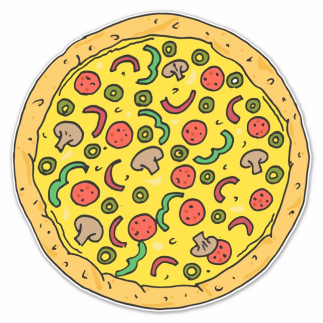 Large Pepperoni Pizza Pie Tasty Fast Food Sticker (Front)