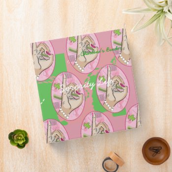 Large Perfect  Pretty Pink And Green Binder 2" by dawnfx at Zazzle