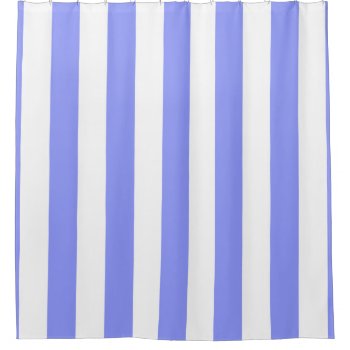 Large Periwinkle Blue White Vertical Stripes #2 Shower Curtain by FantabulousPatterns at Zazzle