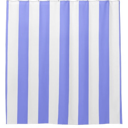 Large Periwinkle Blue White Vertical Stripes #2 Shower Curtain