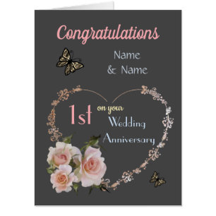 Large Personalised 1st Anniversary Greeting Card