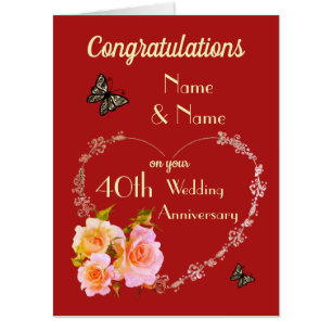 Large personalised Ruby Wedding Anniversary Card