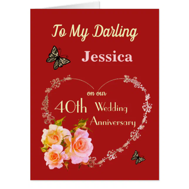 Large personalised Wife Ruby Anniversary Card | Zazzle