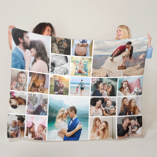 Large Personalized 21_Photo Collage Fleece Blanket