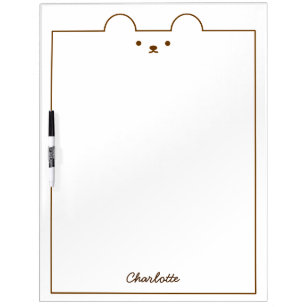 Large Personalized Brown Woodland Bear Dry Erase Board