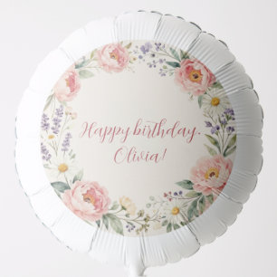 Large Personalized Custom Floral Happy Birthday Balloon