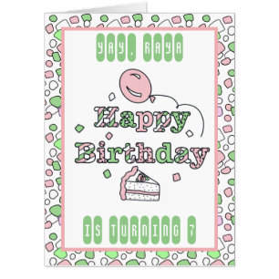 Large Personalized Girl,s Happy Birthday Card