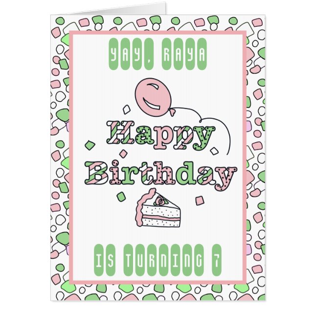 Large Personalized Girl,s Happy Birthday Card (Front)