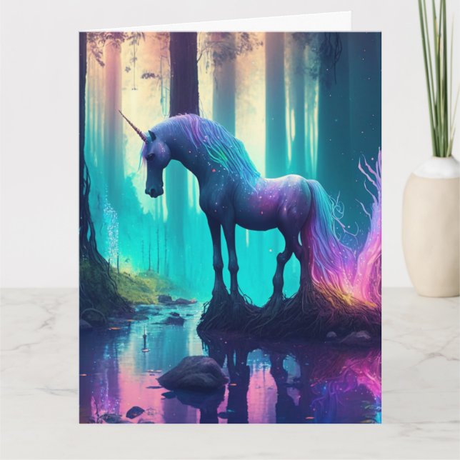 Large Personalized Girl's Unicorn Happy Birthday Card (Front)