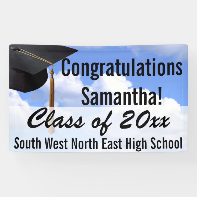 Large Personalized Graduation Banner Sign Blue Sky