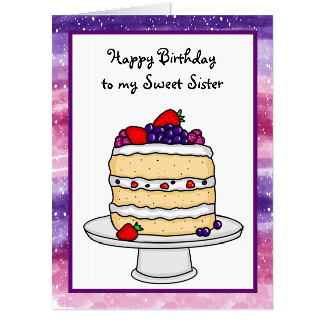 Large Personalized Happy Birthday Sponge Cake  Card (Front)