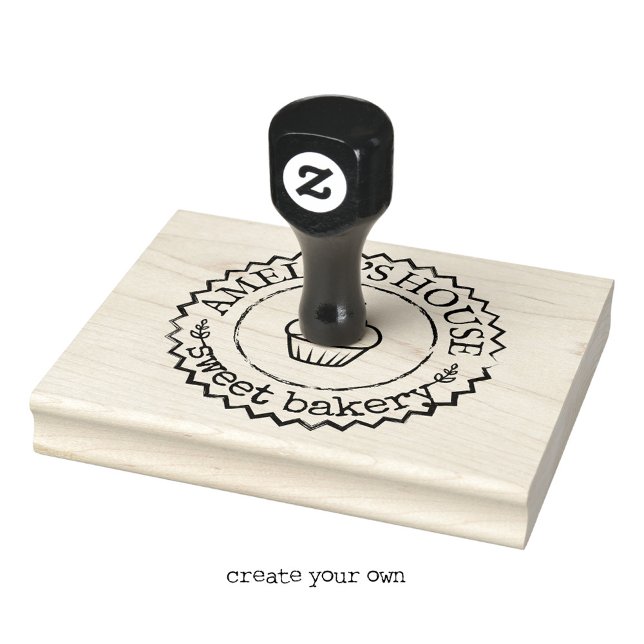 Large Personalized Homemade Logo Custom Zigzag Rubber Stamp (Create your own zigzag border rubber stamp!)